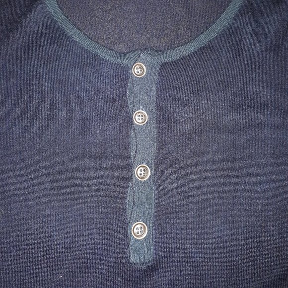 John Varvatos Artisan Dark Navy Cashmere Silk Knit Henley (Large - Xlarge) - Picture 3 of 6